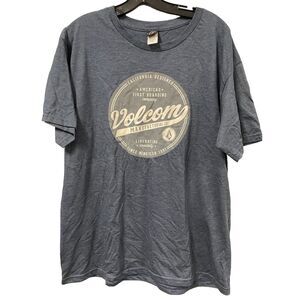 Volcom T-Shirt‎ Mens L Blue Grey First Boarding Company Round Logo